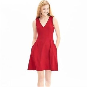 Banana Republic Red Ponte Fit and Flare Dress 2